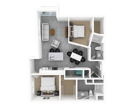 2 Bed 2 Bath, 1,381 sq ft, Hazel Floorplan at The Whit in Indianapolis, IN 46204